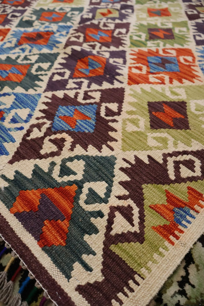 Kabul Kelim Hand - Woven Afghan Wool Rug 6250 191 x 148cm