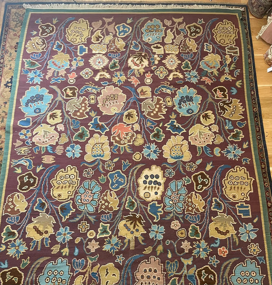 Georgian Flower Hand-Woven Indian Wool Rug 2 11250 395 x 257cm
