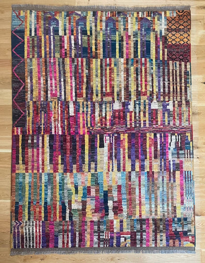 Zulai Hand Knotted Afghan Wool Rug 197 x 148cm 6160