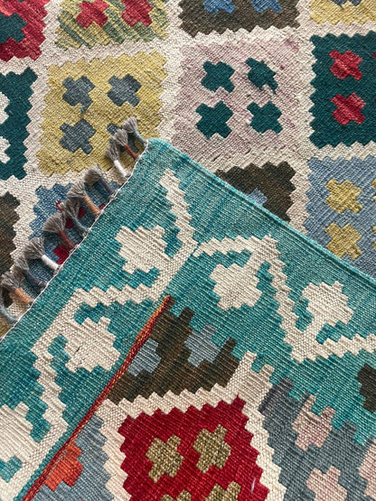 Kelim 56/05 Hand-Woven Afghan Wool Rug 6063 200 x 150cm