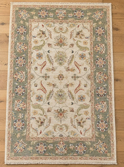 Gazni AF-01 Hand-Knotted Indian Wool Rug 55903 190 x 121cm