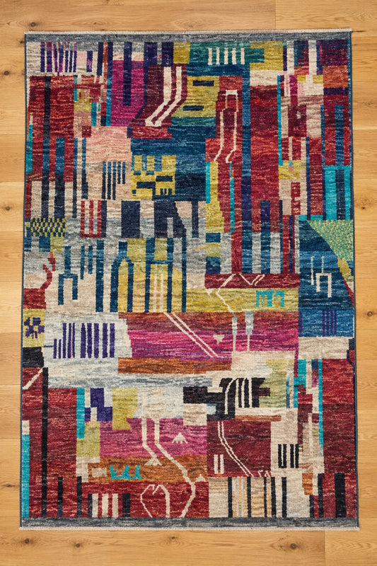 Zulai Hand Knotted Afghan Wool Rug 244 x 175cm 6159