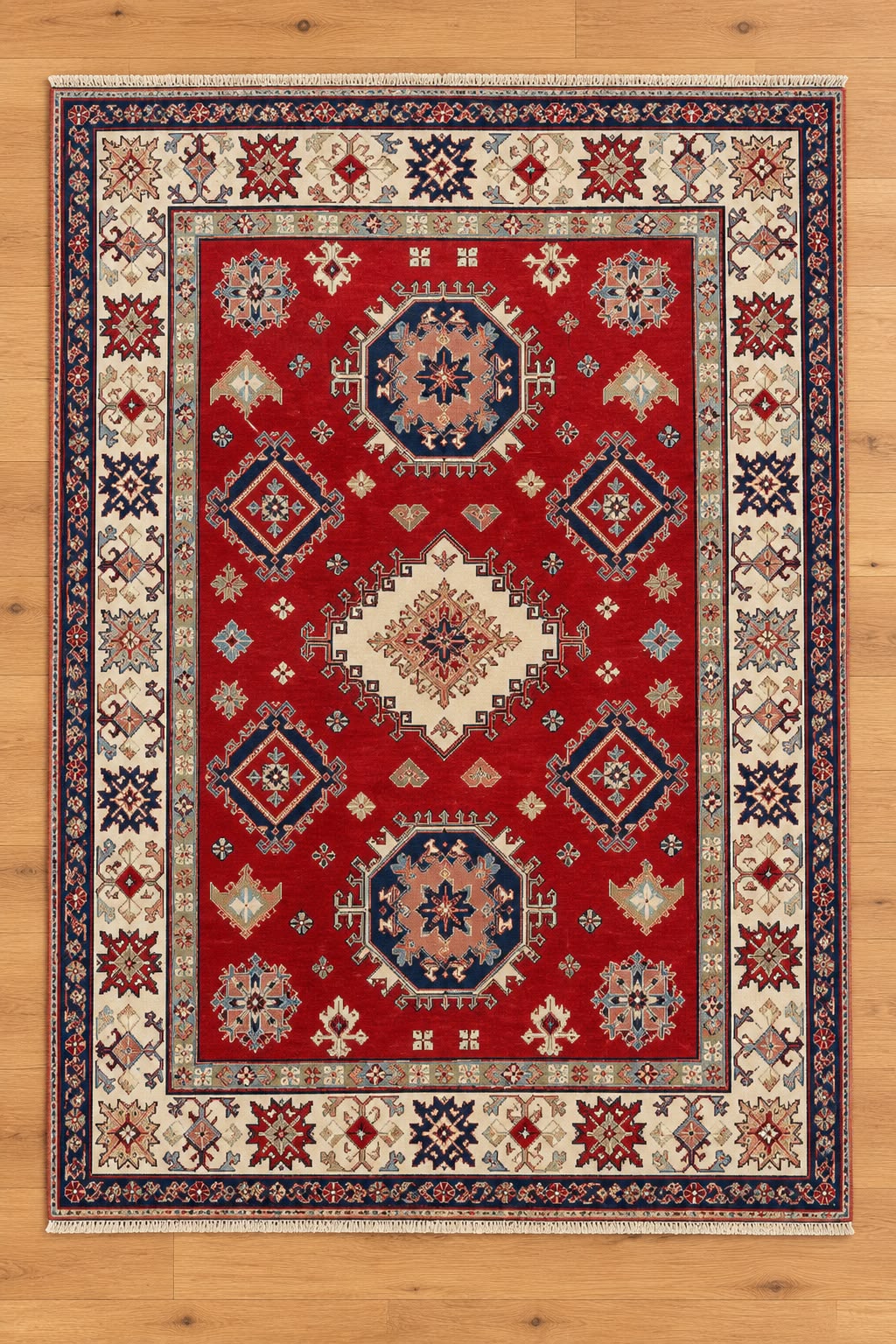 Kazak Hand Knotted Pakistani Wool Rug 5987 198 x 153cm