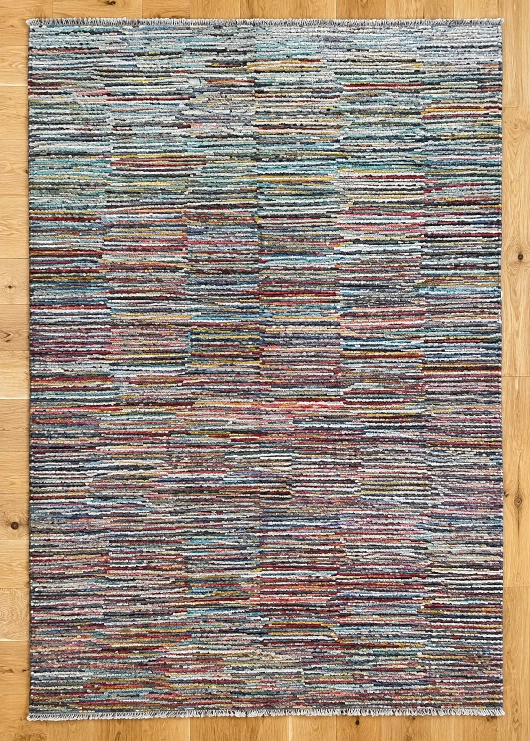 Stripe Hand-Knotted Afghan Wool Rug 5747 179 x 130cm