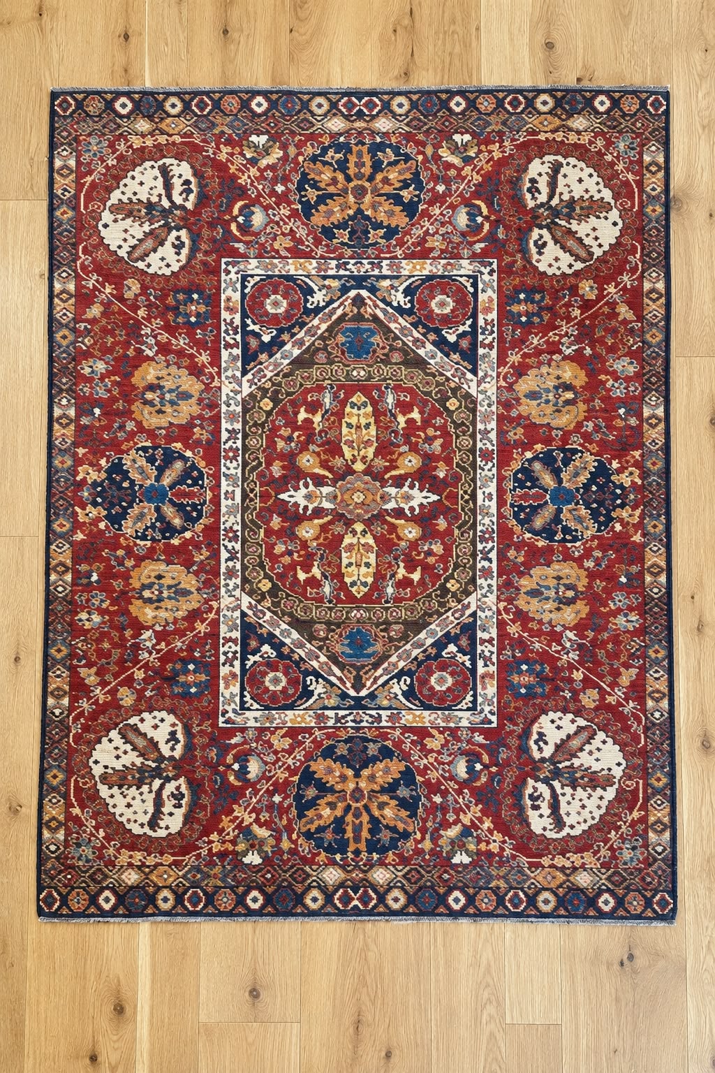 Star Hand Knotted Afghan Wool Rug 205 x 155cm 5024