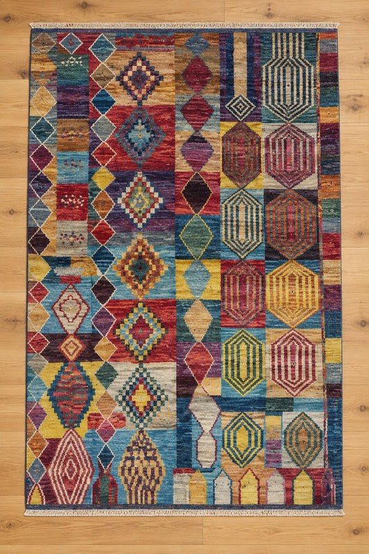 Zulai Hand Knotted Afghan Wool Rug 254 x 167cm 6161