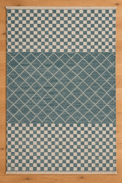 Morrocan Mosiac Hand-Knotted Afghan Wool Rug 3578 241 x 174cm