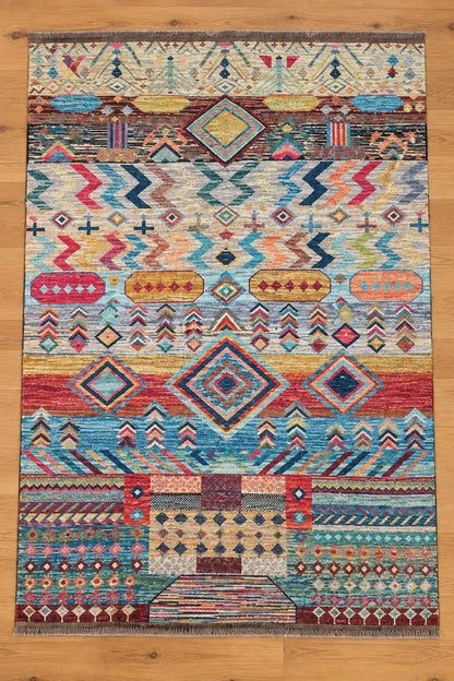 Zulai Hand Knotted Afghan Wool Rug 242 x 170cm 6162