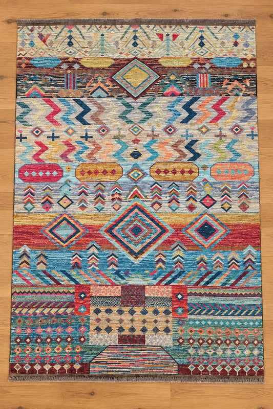 Zulai Hand Knotted Afghan Wool Rug 242 x 170cm 6162