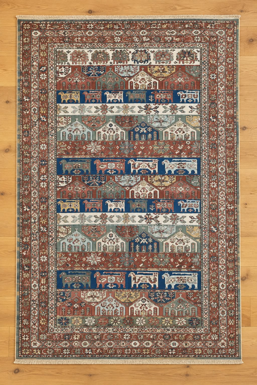 Sumak Hand Woven Afghan Wool Rug 5979 221 x 164cm
