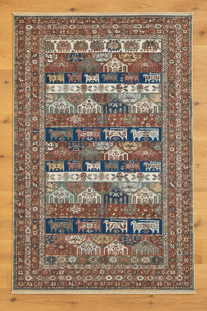 Sumak Hand Woven Afghan Wool Rug 5979 221 x 164cm