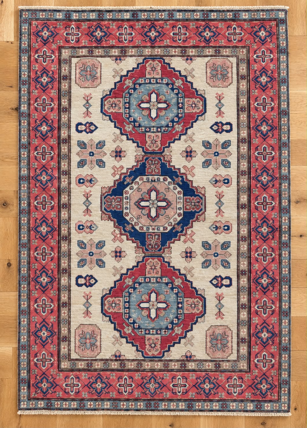 Kazak Hand Knotted Pakistani Wool Rug 5989 187 x 127cm