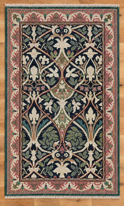 Morris Design Hand-Knotted Afghan Wool Rug 5611 135 x 78cm