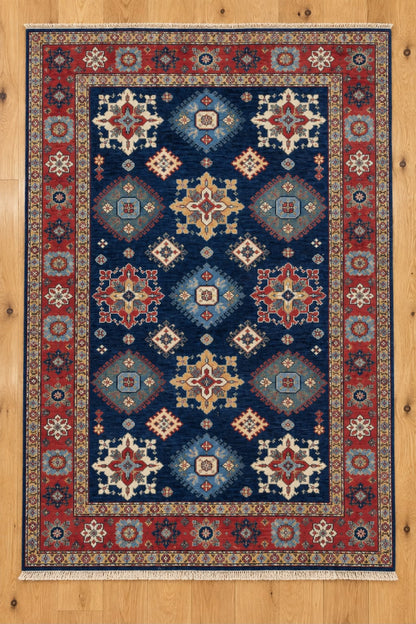 Medium Kazak Hand Knotted Afghan Wool Rug 176 x 121cm 5523