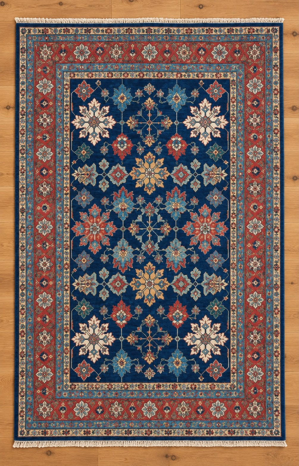 Kazak hand-Knotted Afghan Wool Rug 4513 245 x 163cm
