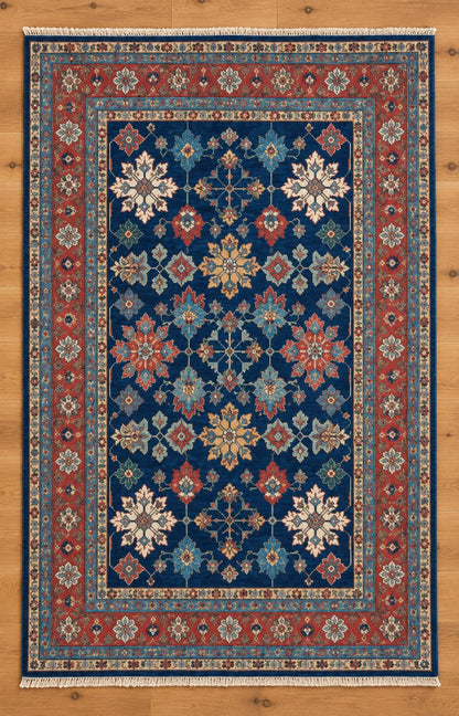 Kazak hand-Knotted Afghan Wool Rug 4513 245 x 163cm