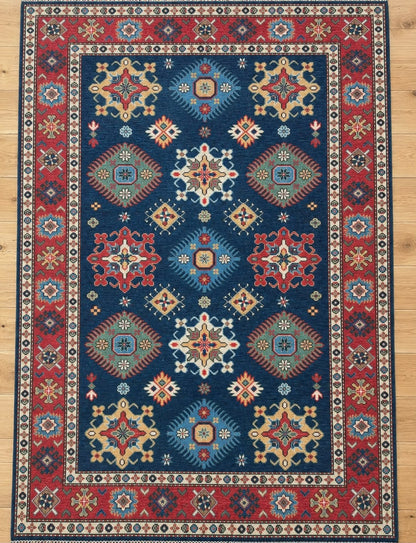 Medium Kazak Hand-Knotted Afghan Wool Rug 5529 180 x 121cm