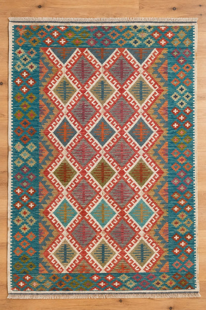 Mamiana Kelim Hand Woven Afghan Wool Rug 5817 200 x 153cm