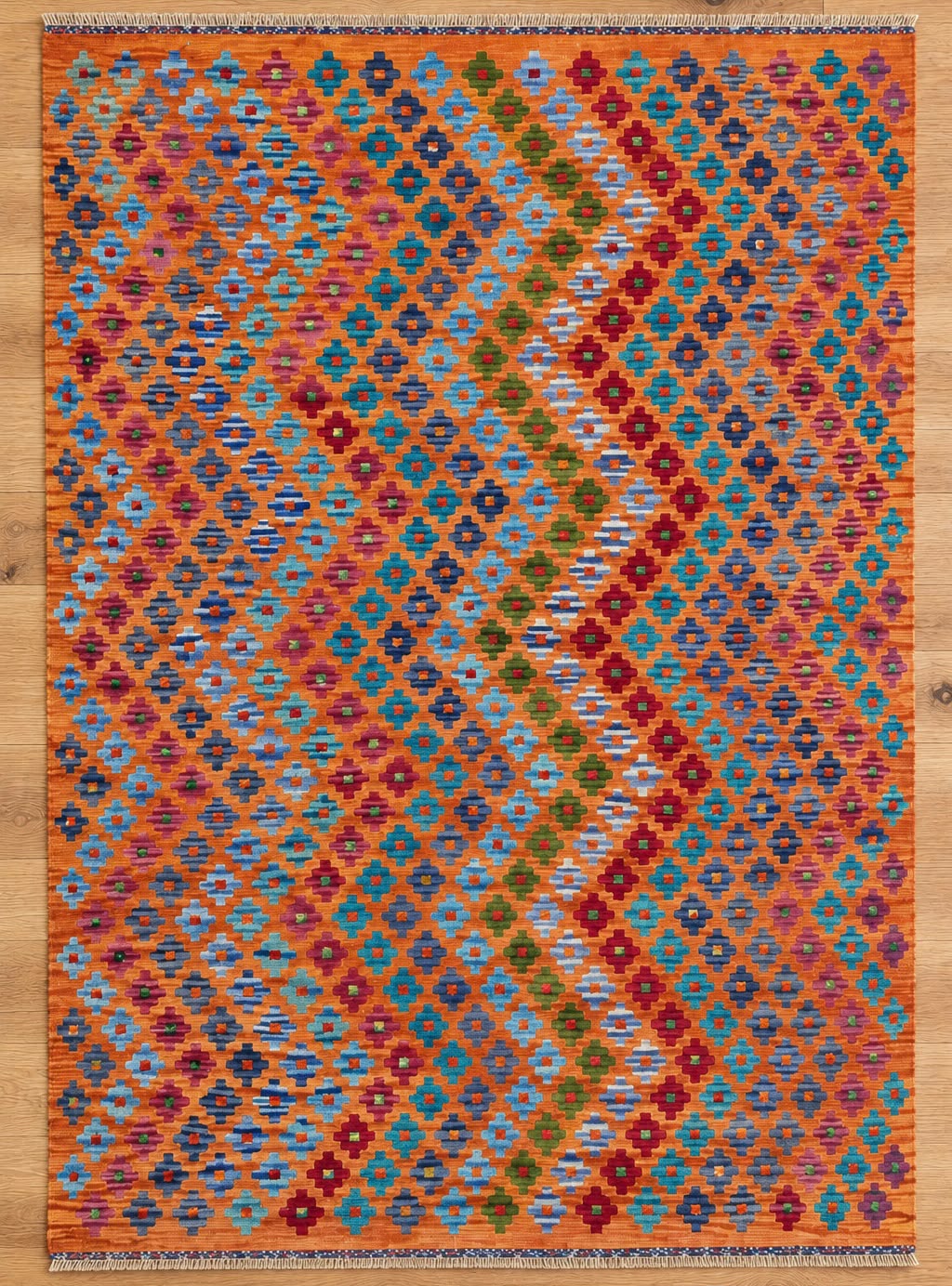 Mamiana Kelim Hand-Woven Afghan Wool Rug 5811 195 x 147cm