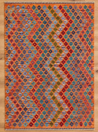 Mamiana Kelim Hand-Woven Afghan Wool Rug 5811 195 x 147cm