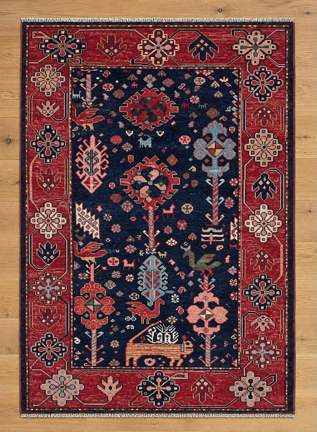Traditonal Hand-Knotted Afghan Wool Rug 6186 157 x 105cm