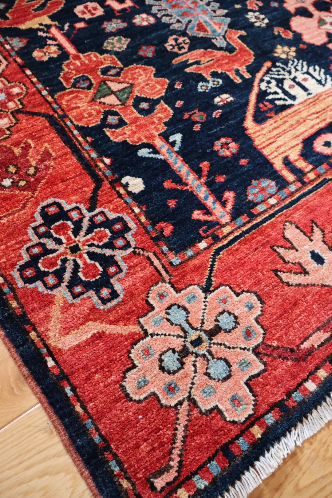 Traditonal Hand-Knotted Afghan Wool Rug 6186 157 x 105cm